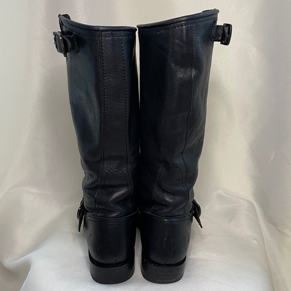FRYE Veronica Black Leather mid-calf Pull On Engineers Boots - Picture 3 of 12